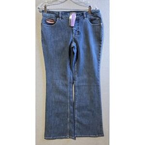 Harley Davidson Womens Blue Denim Jeans Button Zip Straight Sporty Petite 6